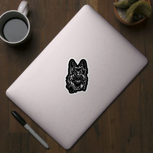 Funny Proud German Shepherd dog portrait by wilsigns